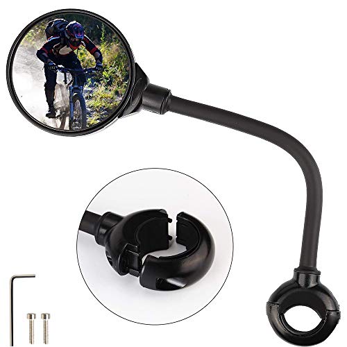 BUWEN Bike Mirror Bicycle Rear View Mirror 360°Adjustable Handlebar Convex Mirror Wide Angle Rear View Mirrors Universal for Bike Electric Bike Motorcycle Mirror (black)