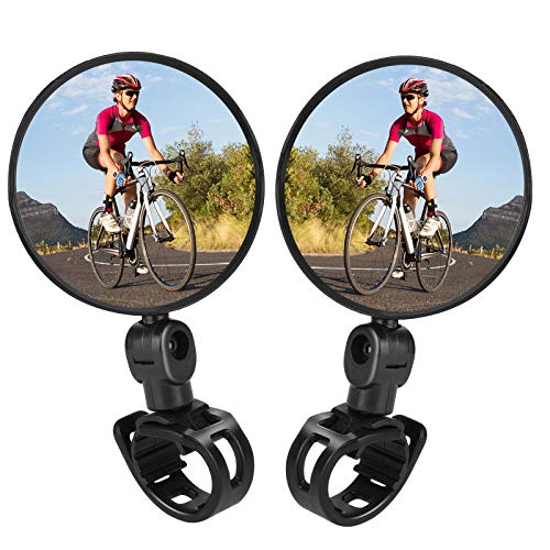 TAGVO Bike Mirrors, 2pcs Bicycle Cycling Rear View Mirrors Adjustable Rotatable Handlebar Mounted Plastic Convex Mirror for Mountain Road Bike