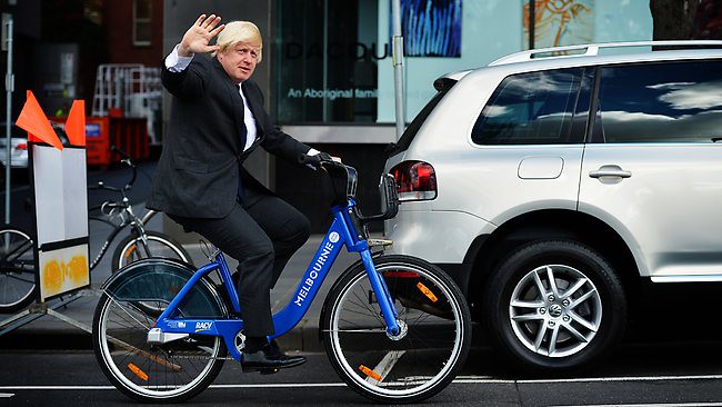 Image result for boris johnson cycling