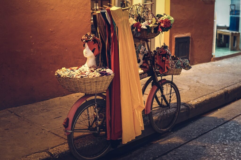 Bicycle in Cartagena, Colombia used to sell products