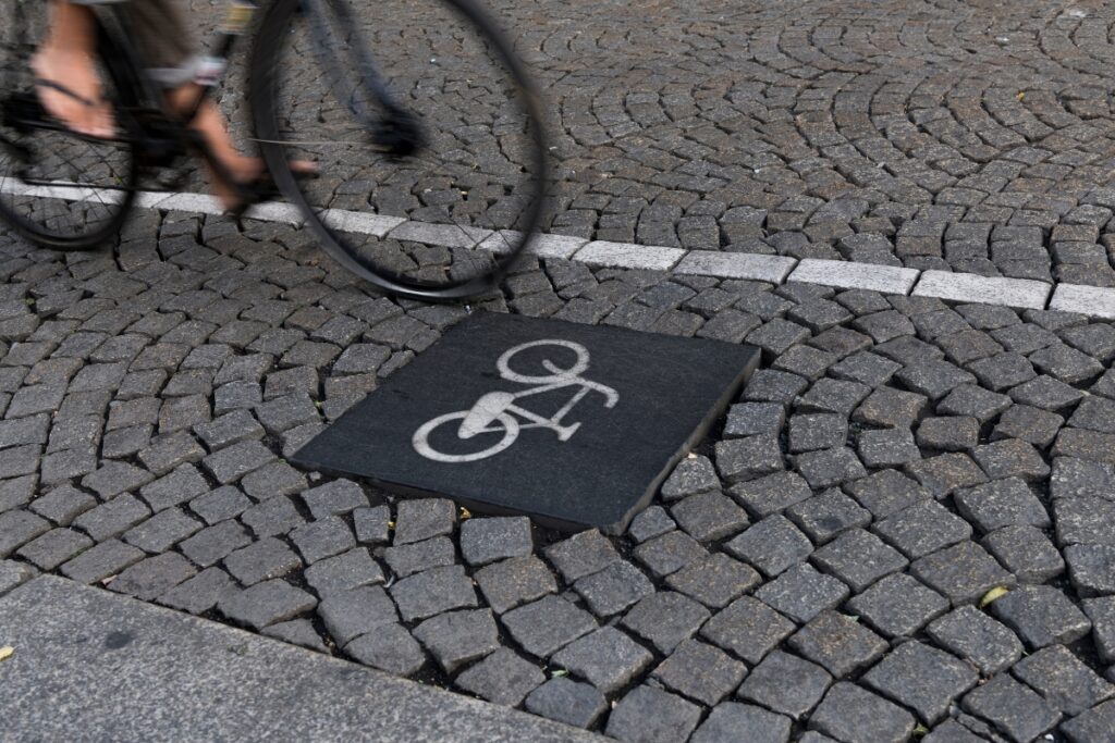 A bike lane in Amsterdam