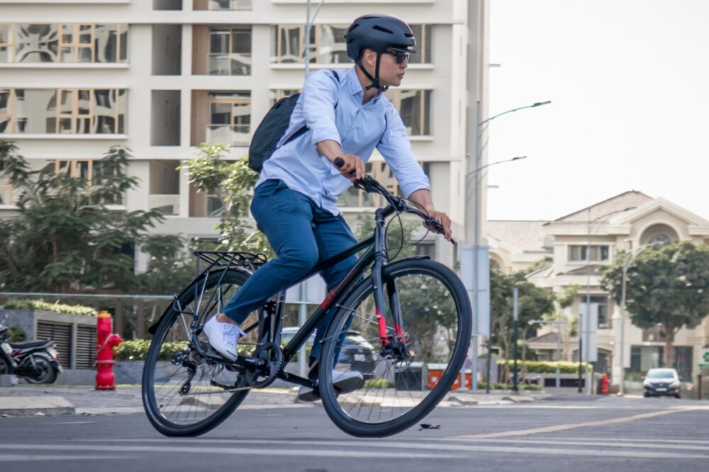 Man on bicycle cycling