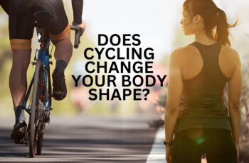 Illustration of man and woman body shapes with text, "Does cycling change your body shape?"