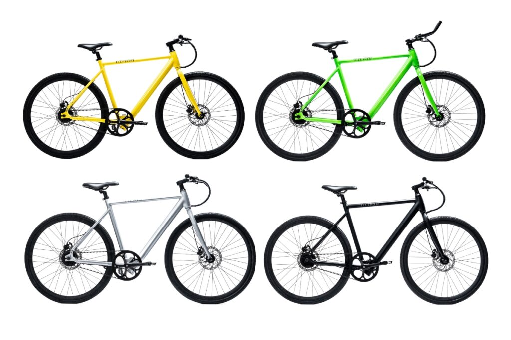 Teleport Ride e-bikes in various colours